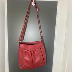 Elegant Deep Red Leather Shoulder Bag